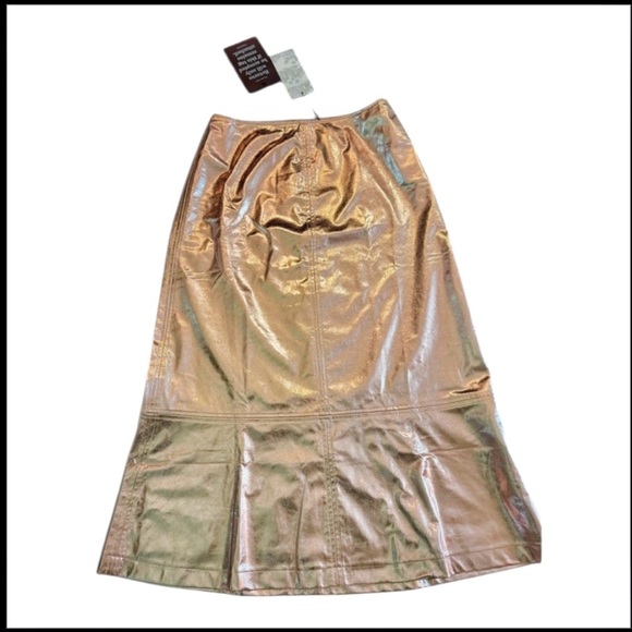 Tuckernuck x India Hicks London Skirt Size 4 NWT Gold Metallic Foil A-Line Midi - Picture 8 of 13